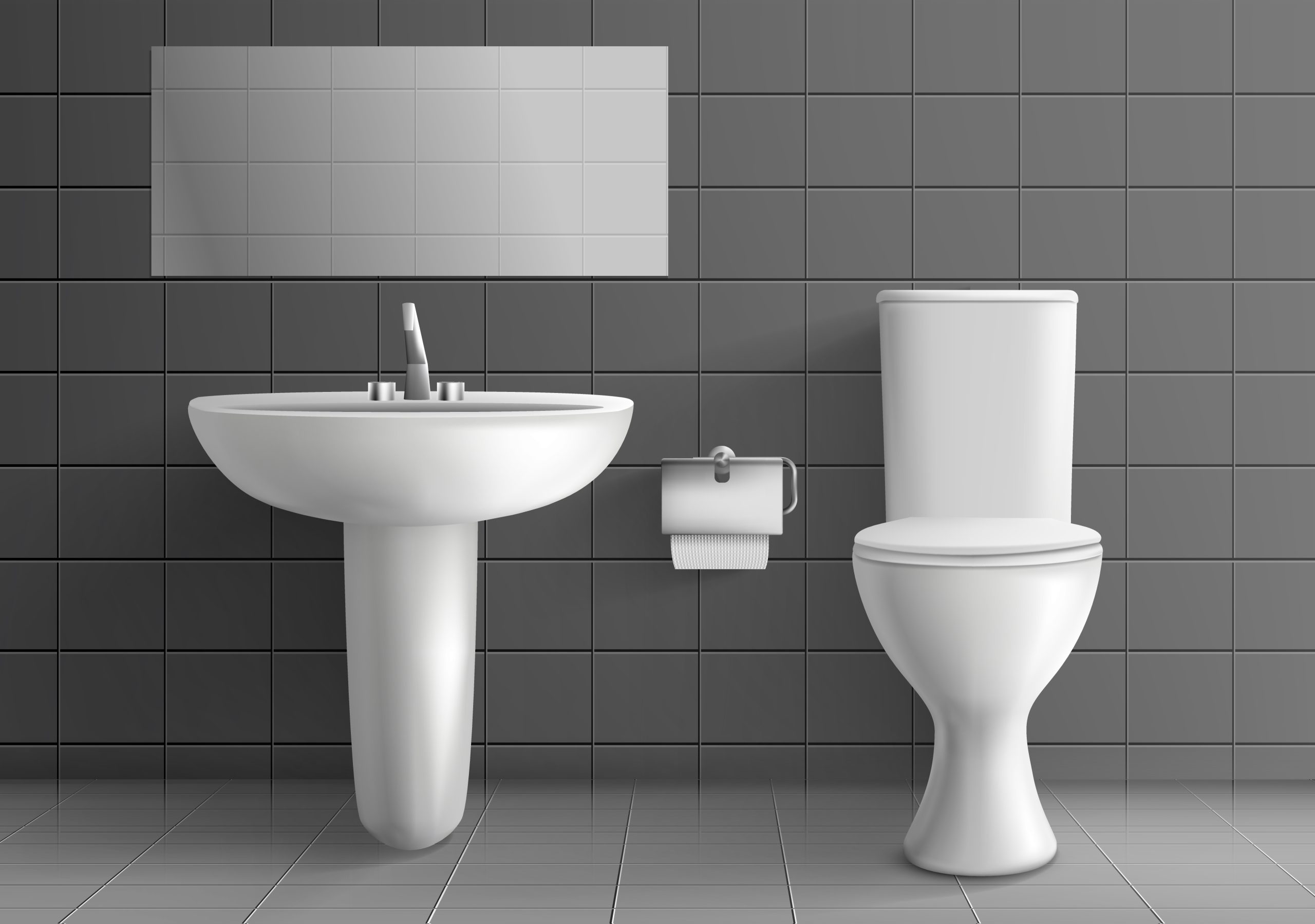 toilet room with washbasin realistic vector mockup